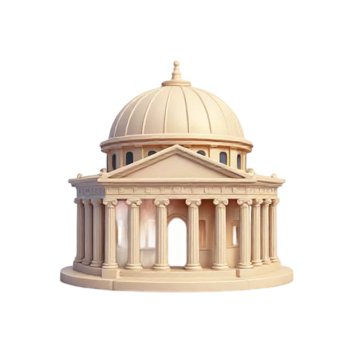 ancient columned portico and wide round dome, depicting Pantheon Rome.