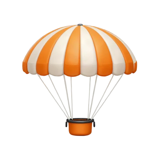 Orange and white parachute