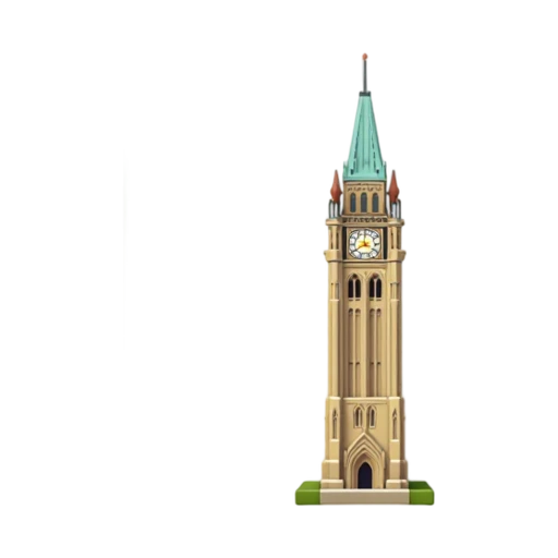 Parliament Hill Peace Tower: Gothic clock tower and pointed roof.