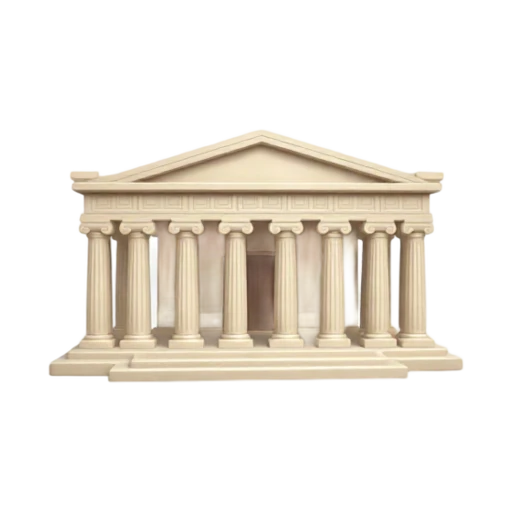 Ancient Parthenon temple with Doric columns and pediment