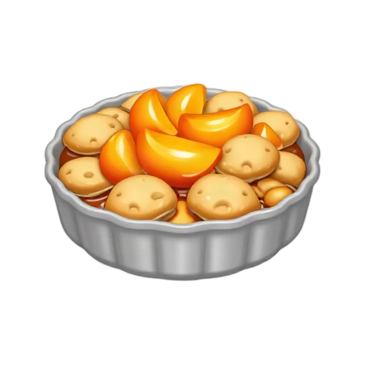 Peach cobbler with golden topping emoji