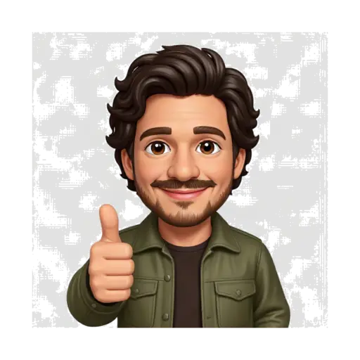Pedro Pascal caricature smiling and giving a thumbs up