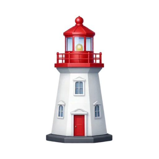 white octagonal lighthouse tower and red lantern room, depicting Peggy's Cove Lighthouse.