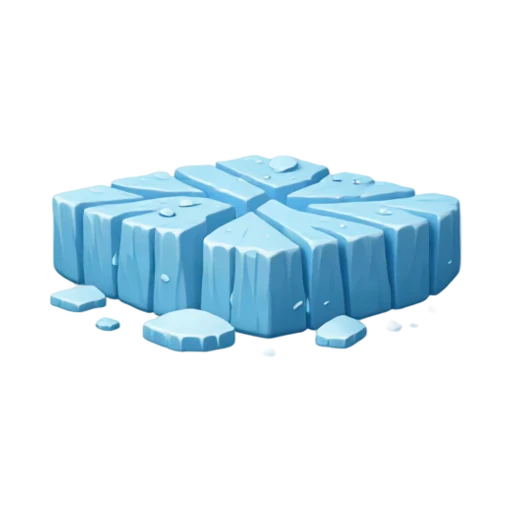 jagged blue ice wall and floating ice blocks, depicting Perito Moreno Glacier.