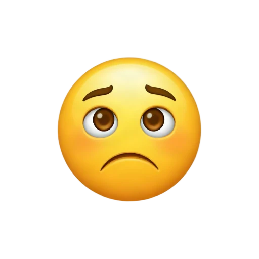 Yellow perplexed face with uneven eyebrows and a crooked mouth