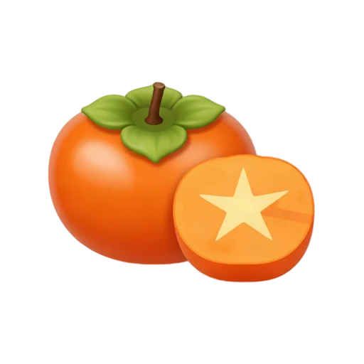 Orange persimmon cut across to reveal its star-shaped center