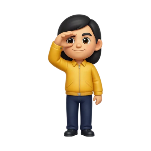 Person looking into the distance with hand above eyes