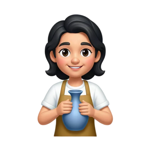 Person making a blue clay vase