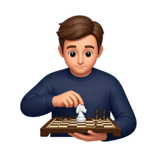 Person playing chess with a white knight