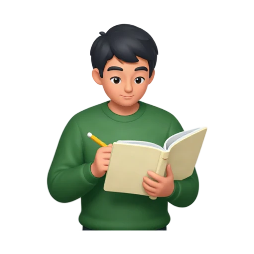 Person studying notes in an open notebook