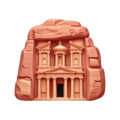 Ornate rose-colored Petra Treasury facade carved in stone