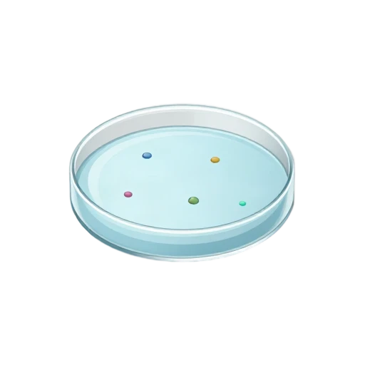 Petri dish with colorful cells