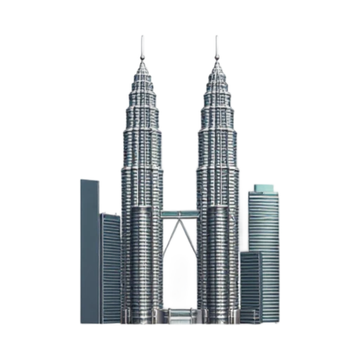 Twin Petronas Towers with connecting skybridge