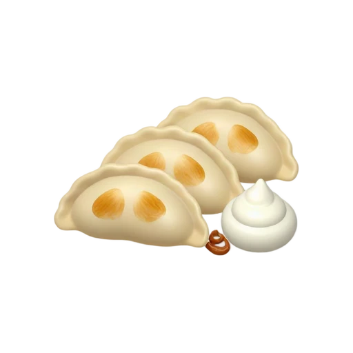 Pan-fried crescent pierogi with sour cream