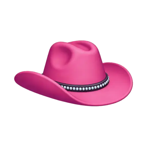 Bright pink cowboy hat with rhinestone hatband