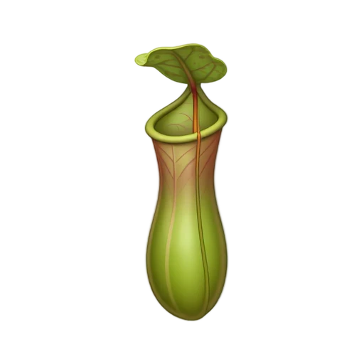 Pitcher Plant with one tall tubular hanging pitcher and flared rim with spotted lid