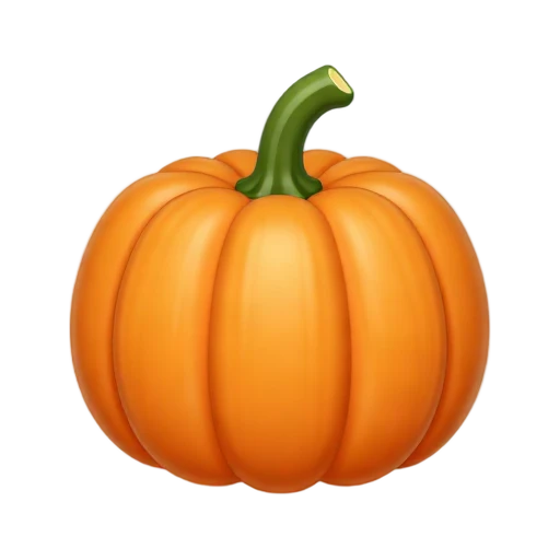 Uncarved orange pumpkin with green stem emoji