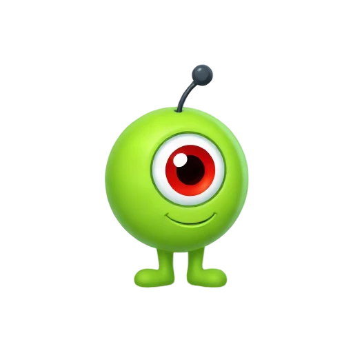 Green one-eyed plankton character emoji