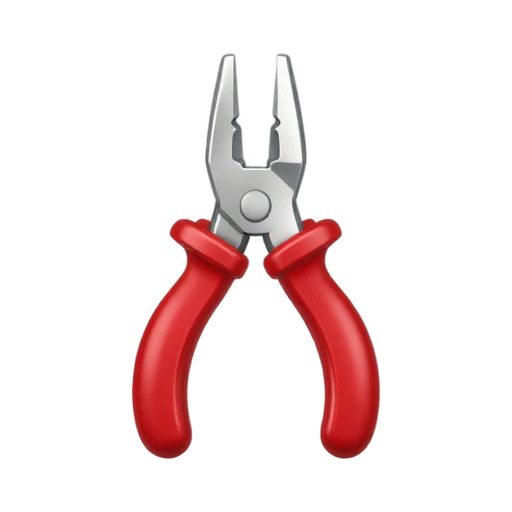 One pair of red-handled pliers partly open, silver jaws clear, no hand, shadow, or scenery.