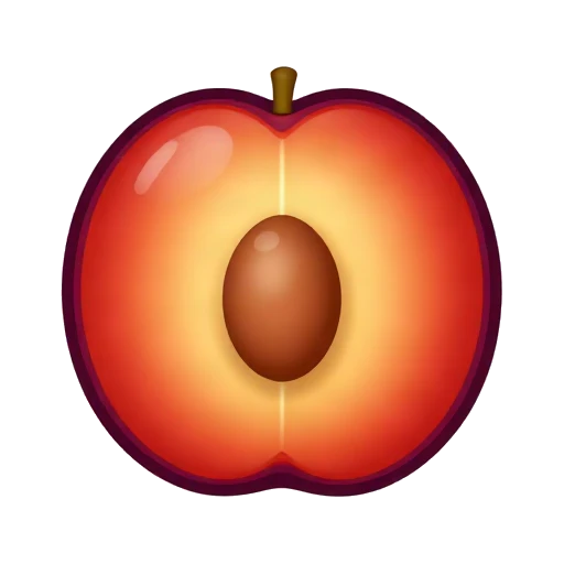 Ripe plum cut in half with pit emoji