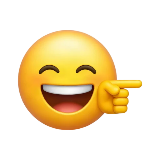 Laughing face with a hand pointing to the right