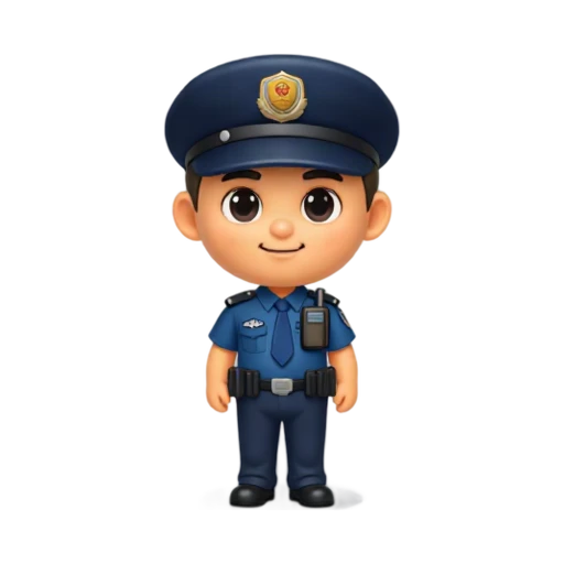 Police officer wearing a blue uniform and cap