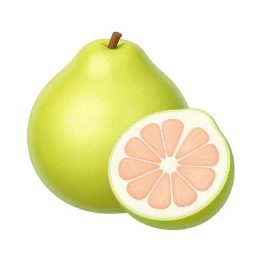 Pomelo cut open showing thick pith and pale pink citrus segments