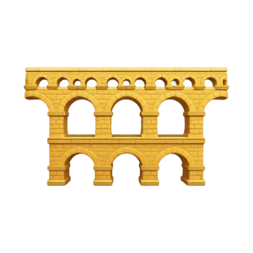 three stacked tiers of stone arches and ancient aqueduct, depicting Pont du Gard.