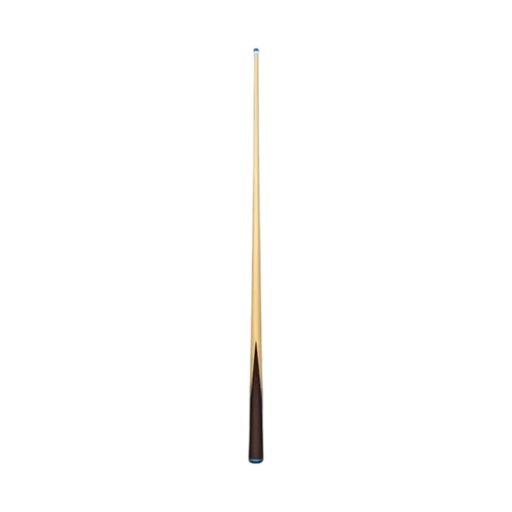 Pool Cue with long tapered wooden shaft and blue chalked tip