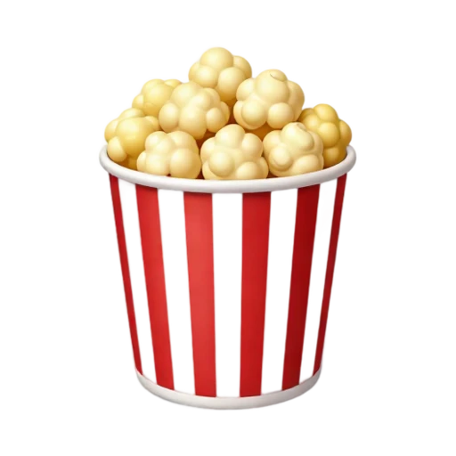 Striped bucket overflowing with popcorn