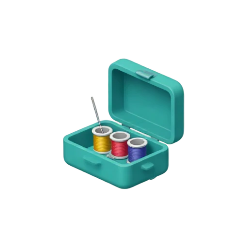 Open sewing kit with colorful thread and scissors