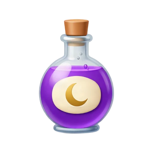 Round bottle filled with purple potion
