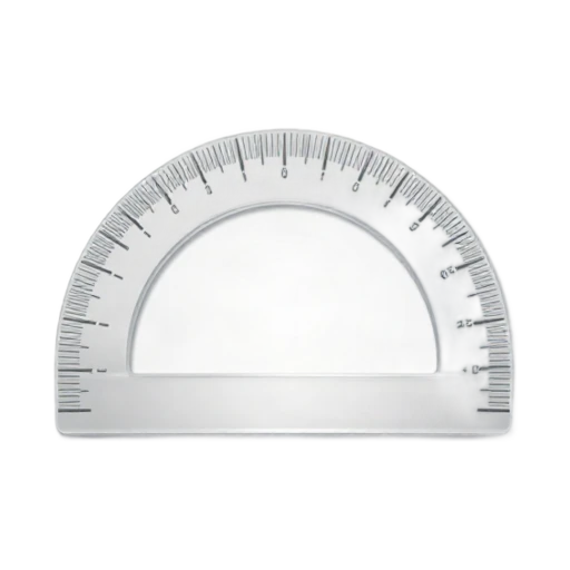Transparent semicircular protractor with angle tick marks