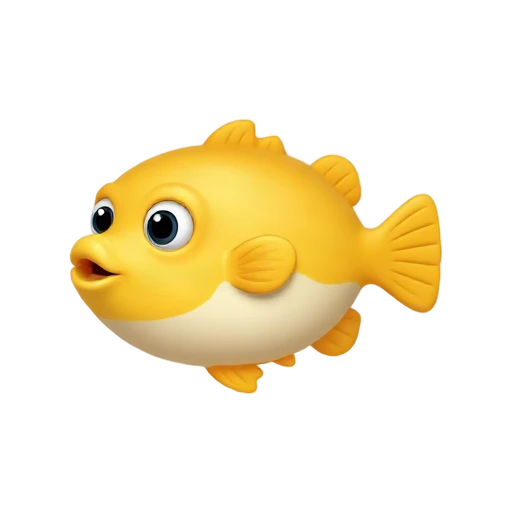 Round yellow pufferfish swimming