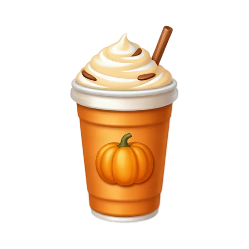 Pumpkin spice latte in takeaway cup with whipped cream and cinnamon