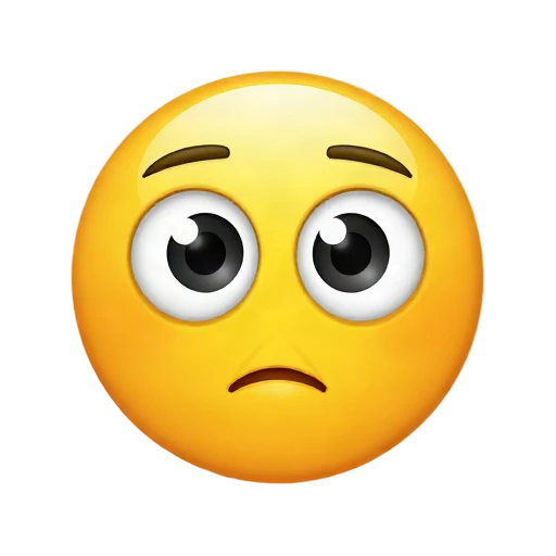 Yellow pleading face with large glossy eyes and raised brows
