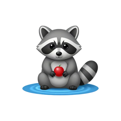 Raccoon holding a berry over a small splash