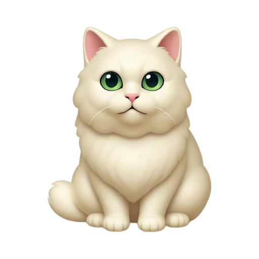 Fluffy cream Ragamuffin cat with round green eyes