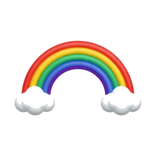 Six color rainbow with clouds