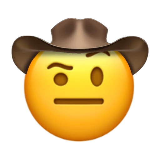 Raised Eyebrow Cowboy on a transparent background with a brown cowboy hat.