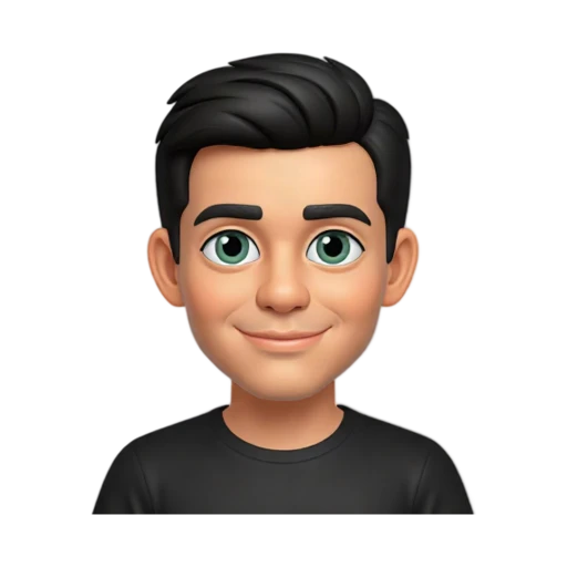 Rami Malek smiling in a black crew-neck shirt