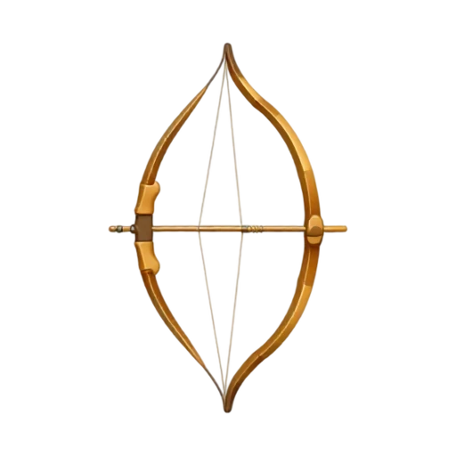 Recurve Bow with curved wooden bow limbs and taut bowstring