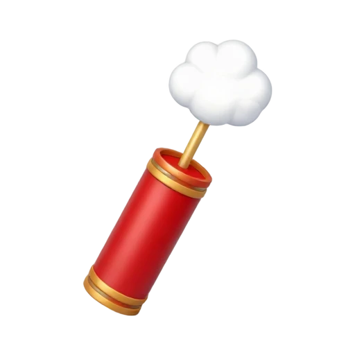 Red cylindrical firecracker with a short sparking fuse