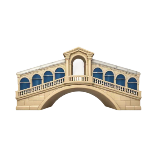 single stone arch and covered rows of tiny shops, depicting Rialto Bridge.