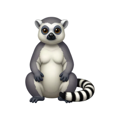 Ring-tailed lemur sitting with striped tail