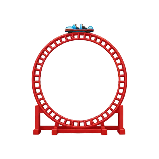 Red roller coaster with a loop