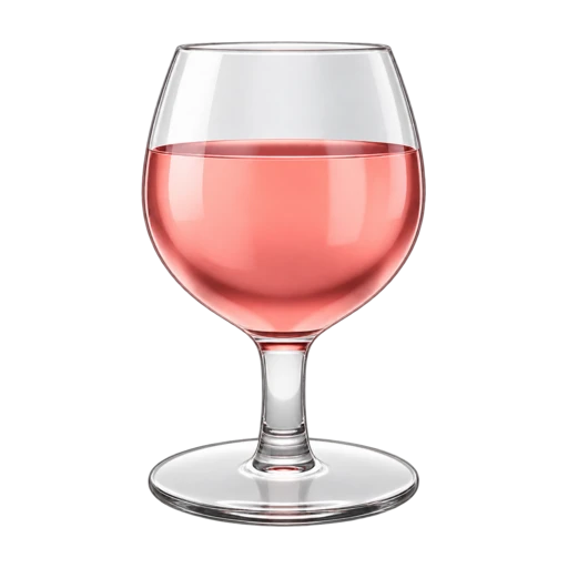 Stemmed glass filled with pink rosé wine