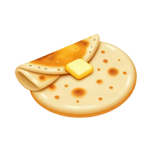 Golden round roti flatbread with toasted spots