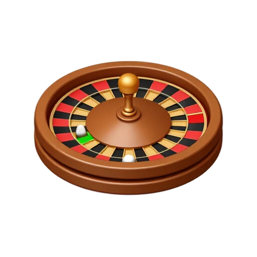 Roulette with circular wooden roulette wheel and alternating red and black pockets