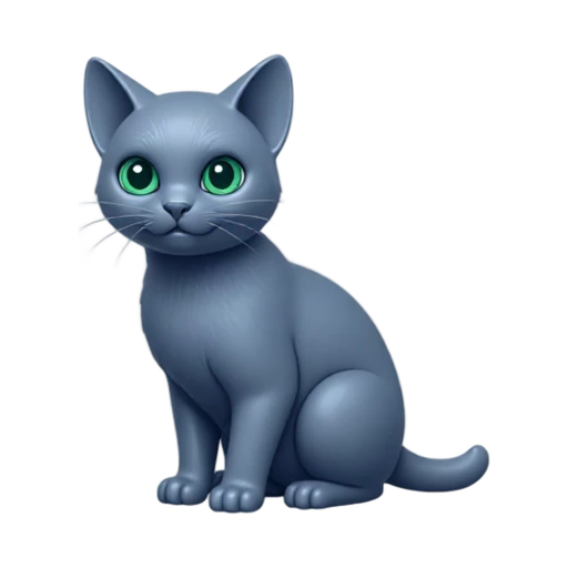 Russian Blue cat with plush blue-gray fur and green eyes